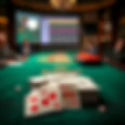 A display of baccarat cards on a green felt table