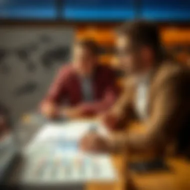 A strategy session with charts and statistics