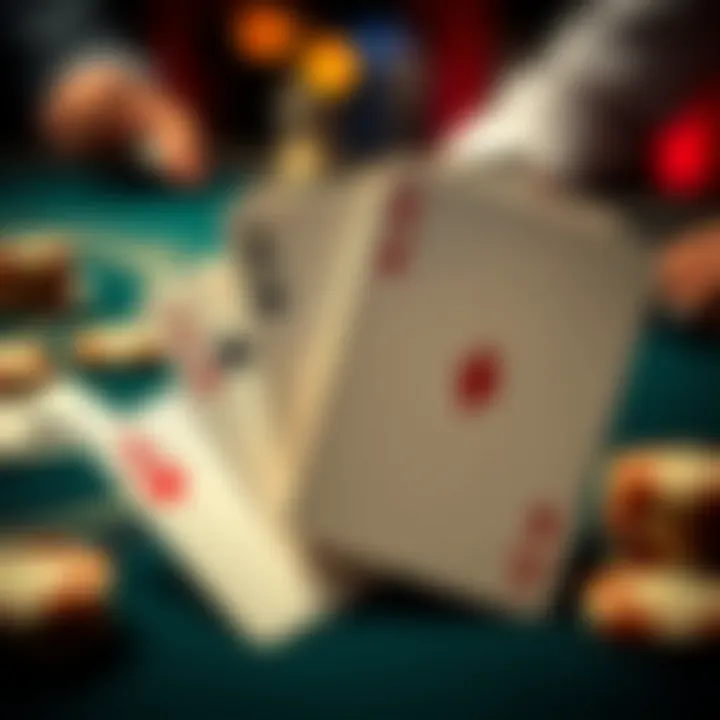 Close-up of Blackjack cards in play