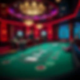High-stakes blackjack table with vibrant atmosphere