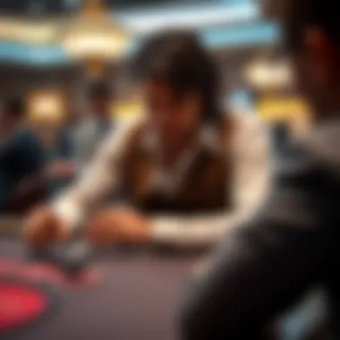 Player strategizing over a Blackjack table