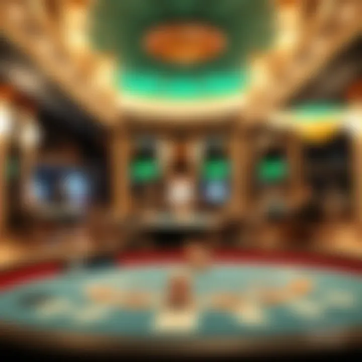 An elegant casino environment showcasing a blackjack game