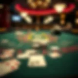 A close-up of a blackjack table with cards