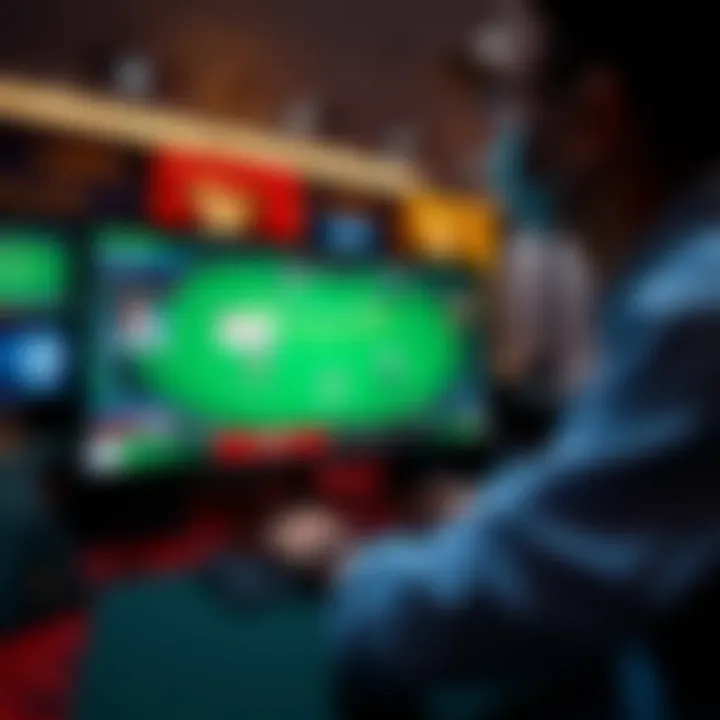 Online blackjack gaming experience on a computer