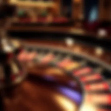 Close-up of a roulette table with various betting options
