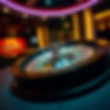 A digital roulette wheel spinning in an online casino setting