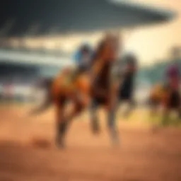 Racehorse galloping on the track