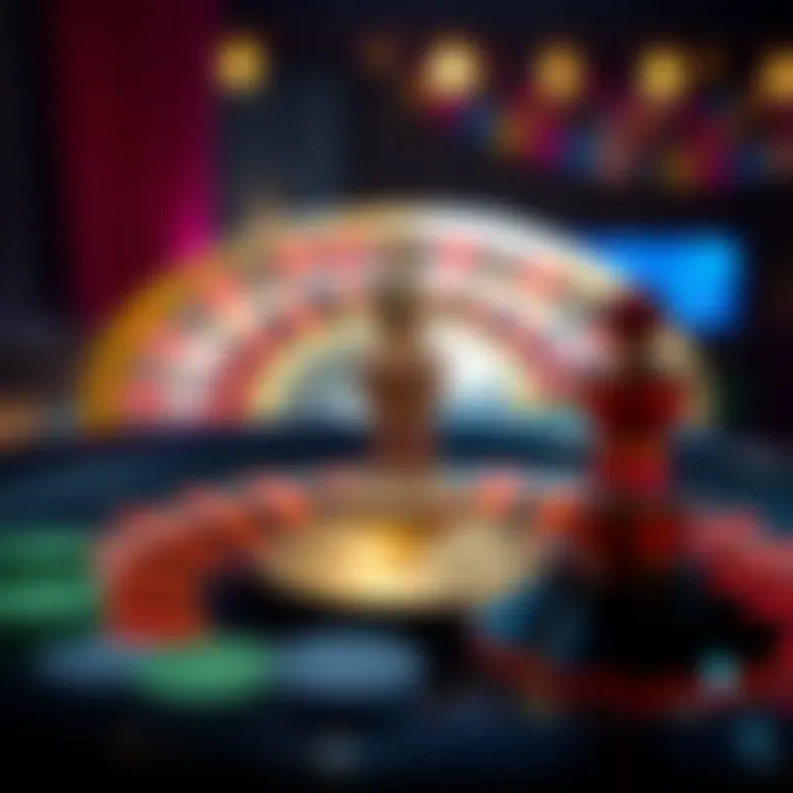 Colorful Roulette Wheel A colorful roulette wheel with chips