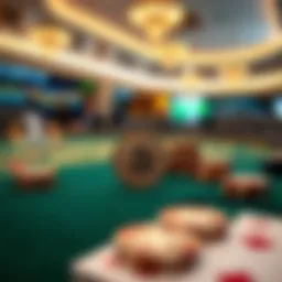 A digital representation of a blackjack table with cryptocurrency tokens