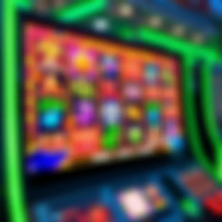 Vibrant Online Slot Machine Display An engaging online slot machine interface featuring vibrant graphics