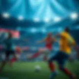 A vibrant football match in action, showcasing players competing energetically.