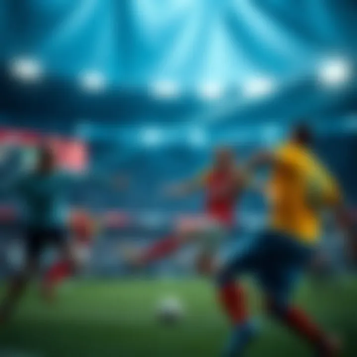 A vibrant football match in action, showcasing players competing energetically.