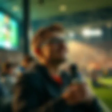 A responsible gambler enjoying a match while keeping track of their betting activities safely.