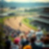 An overview of horse racing tracks with spectators