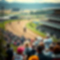 An overview of horse racing tracks with spectators