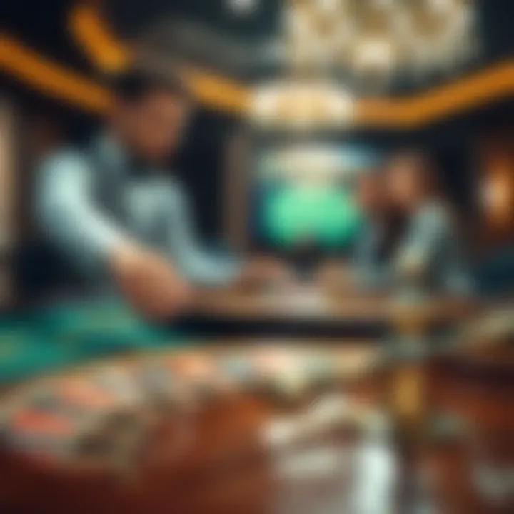 A player placing bets on a live roulette table