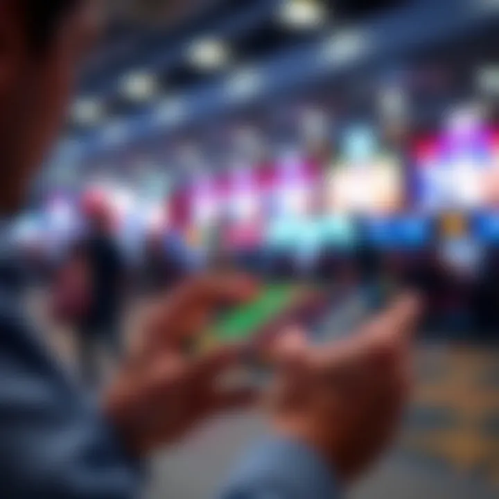 User engaging with mobile casino games on a smartphone