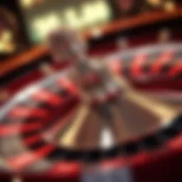 A close-up view of a roulette wheel in motion