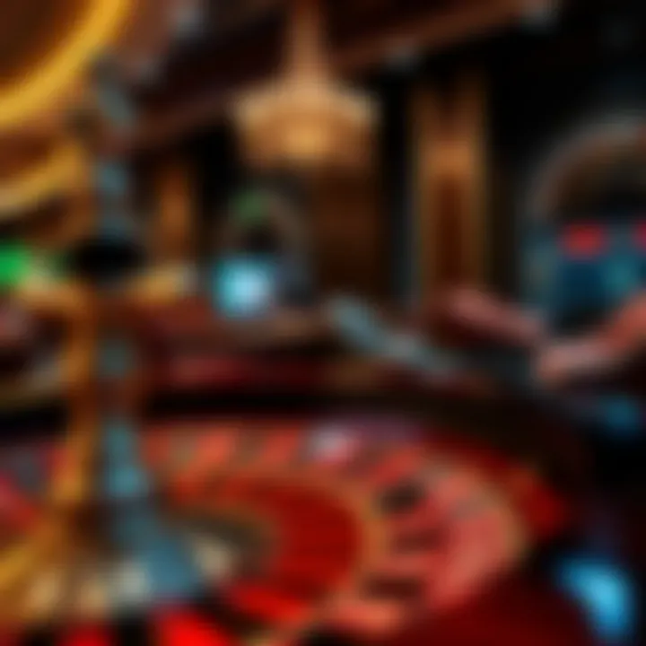 A classic roulette wheel in a luxurious casino setting