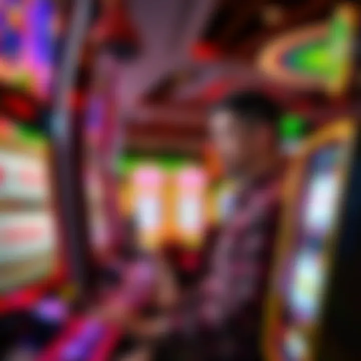 Player engaging with a slot machine