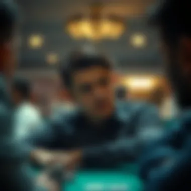 A thoughtful player contemplating their next move in a game of poker.