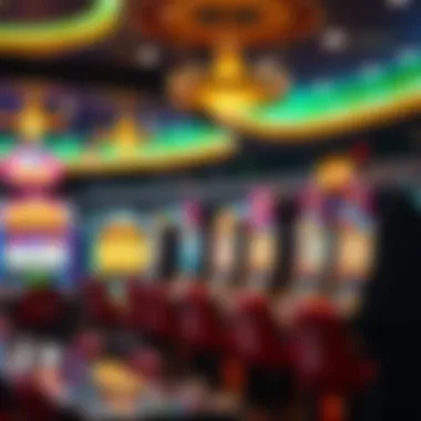 A variety of slot game types displayed in a vibrant casino setting