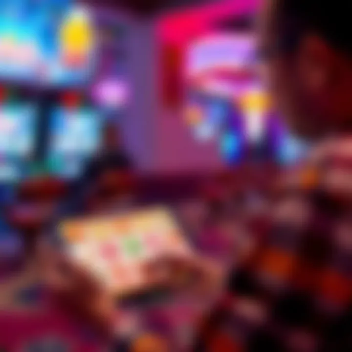 A strategic player engaging with a free slot game on a digital device