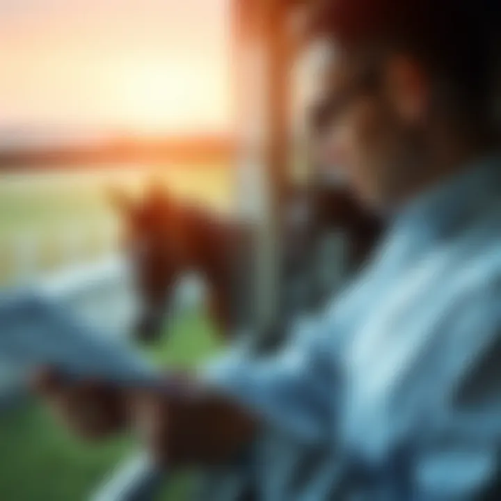 A person studying horse statistics