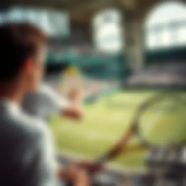 Tennis players in action during Wimbledon